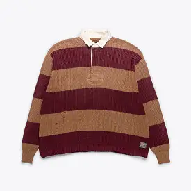 5G Cotton Knit RUGGER Shirt - Brown/Burgundy