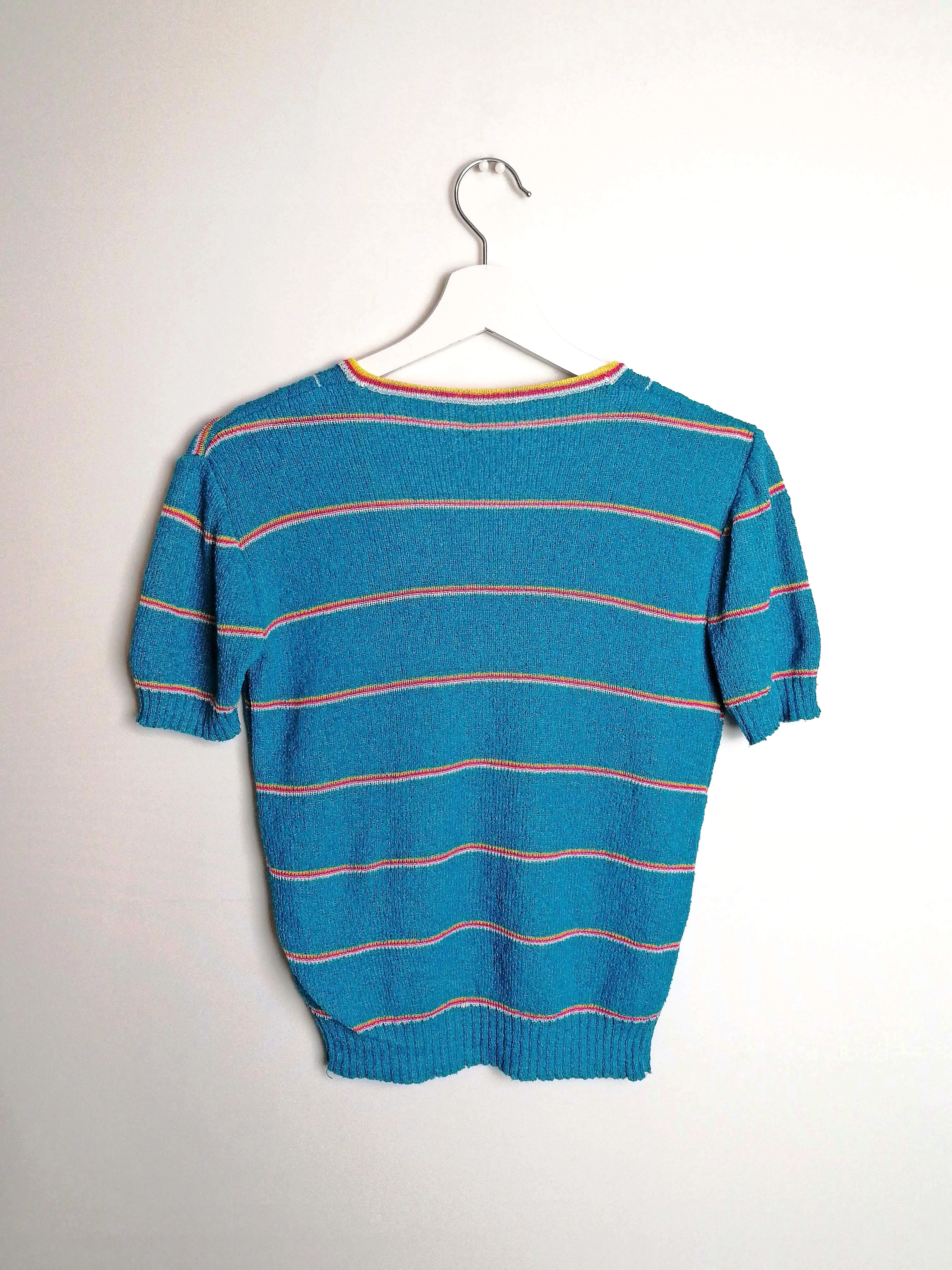 70's 80's Soft Knit Top Retro Puffy Sleeve - size S-M