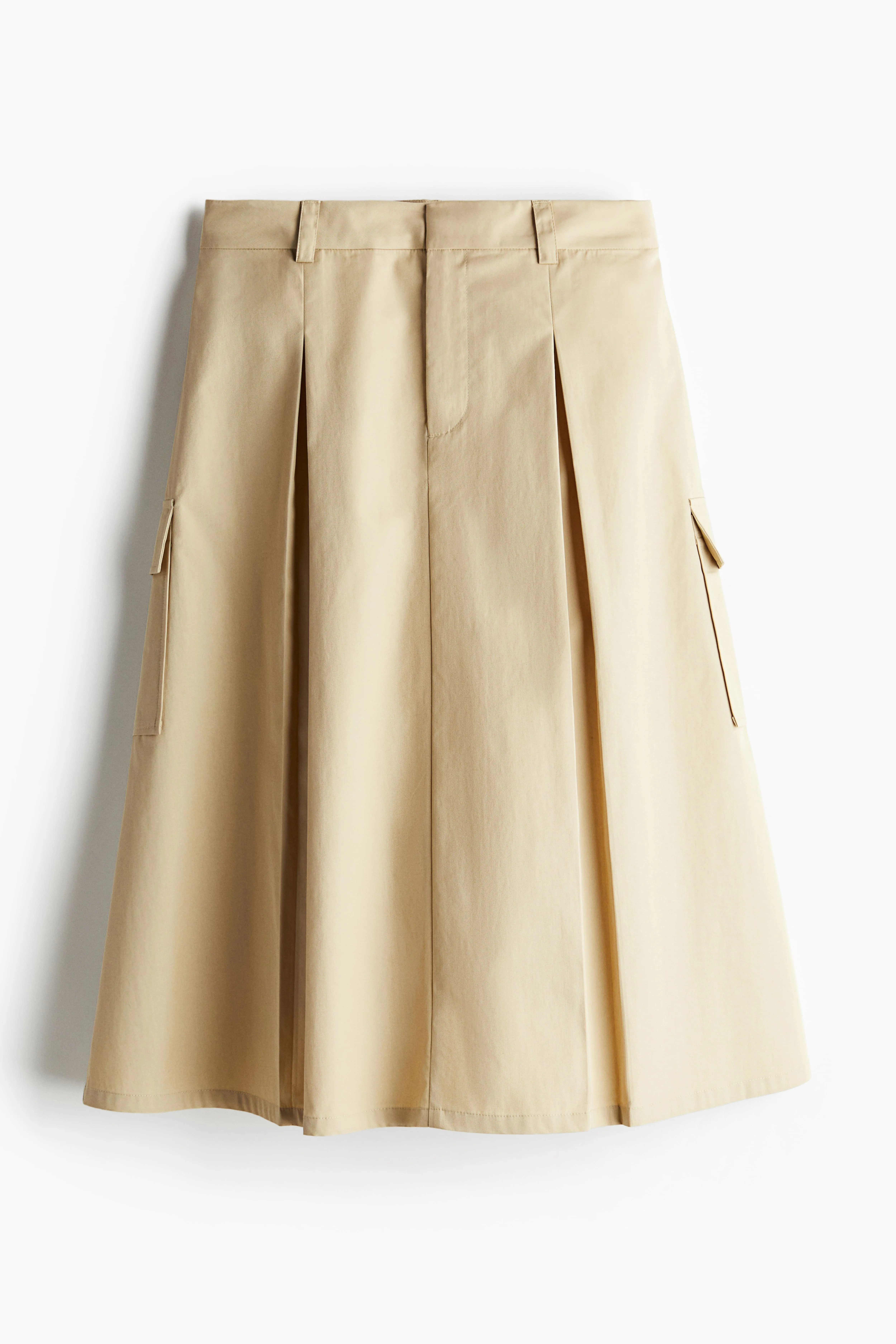 A-line cargo skirt - Regular waist - Midi - Light beige - Ladies | H&M GB