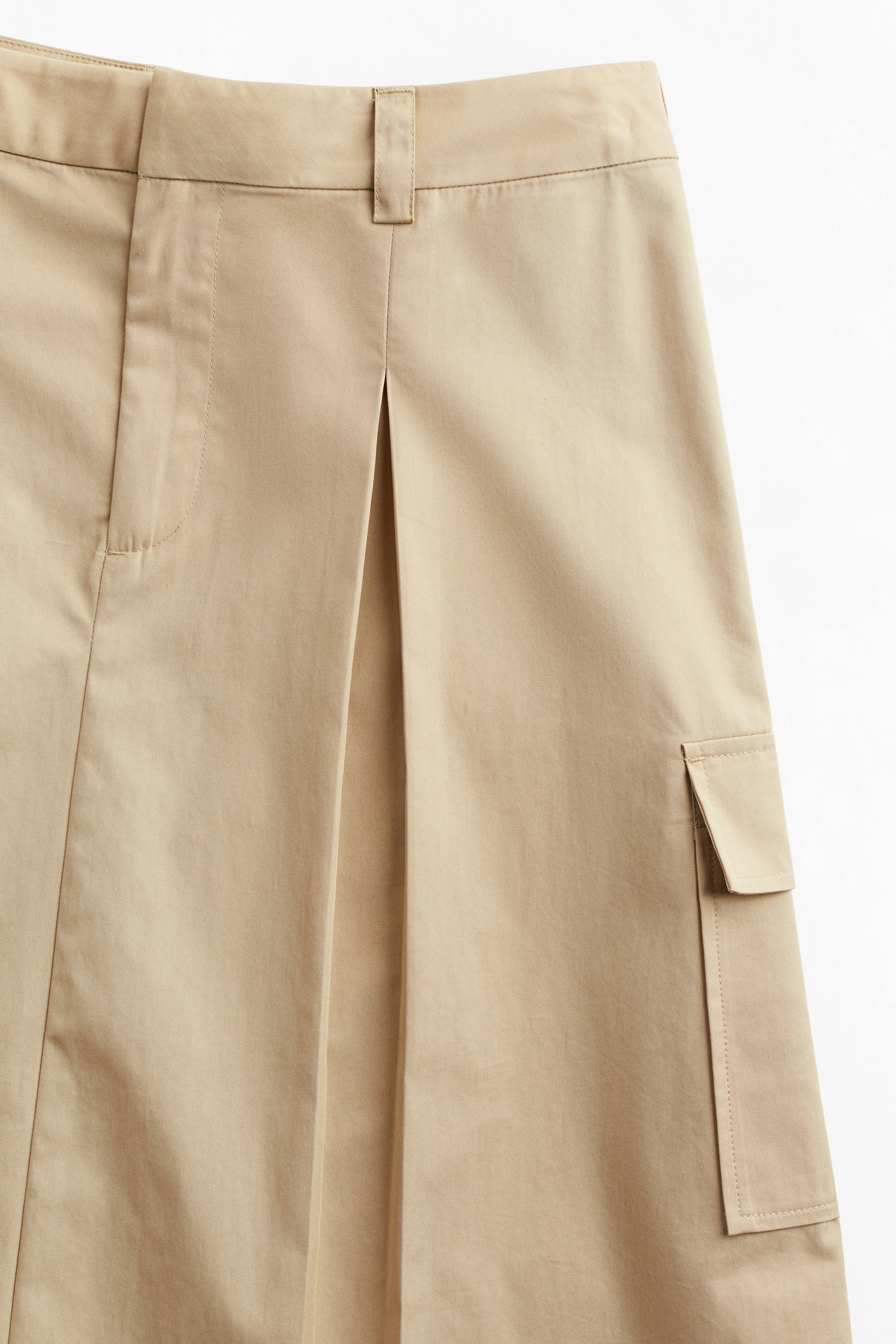 A-line cargo skirt - Regular waist - Midi - Light beige - Ladies | H&M GB