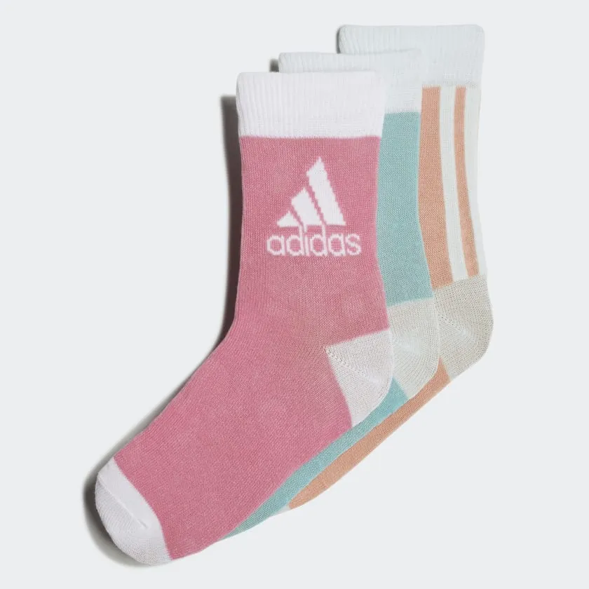 Adidas Ankle Socks  Kids 3 Pairs -Mint Ton/Ambient Blush/Rose Tone/White