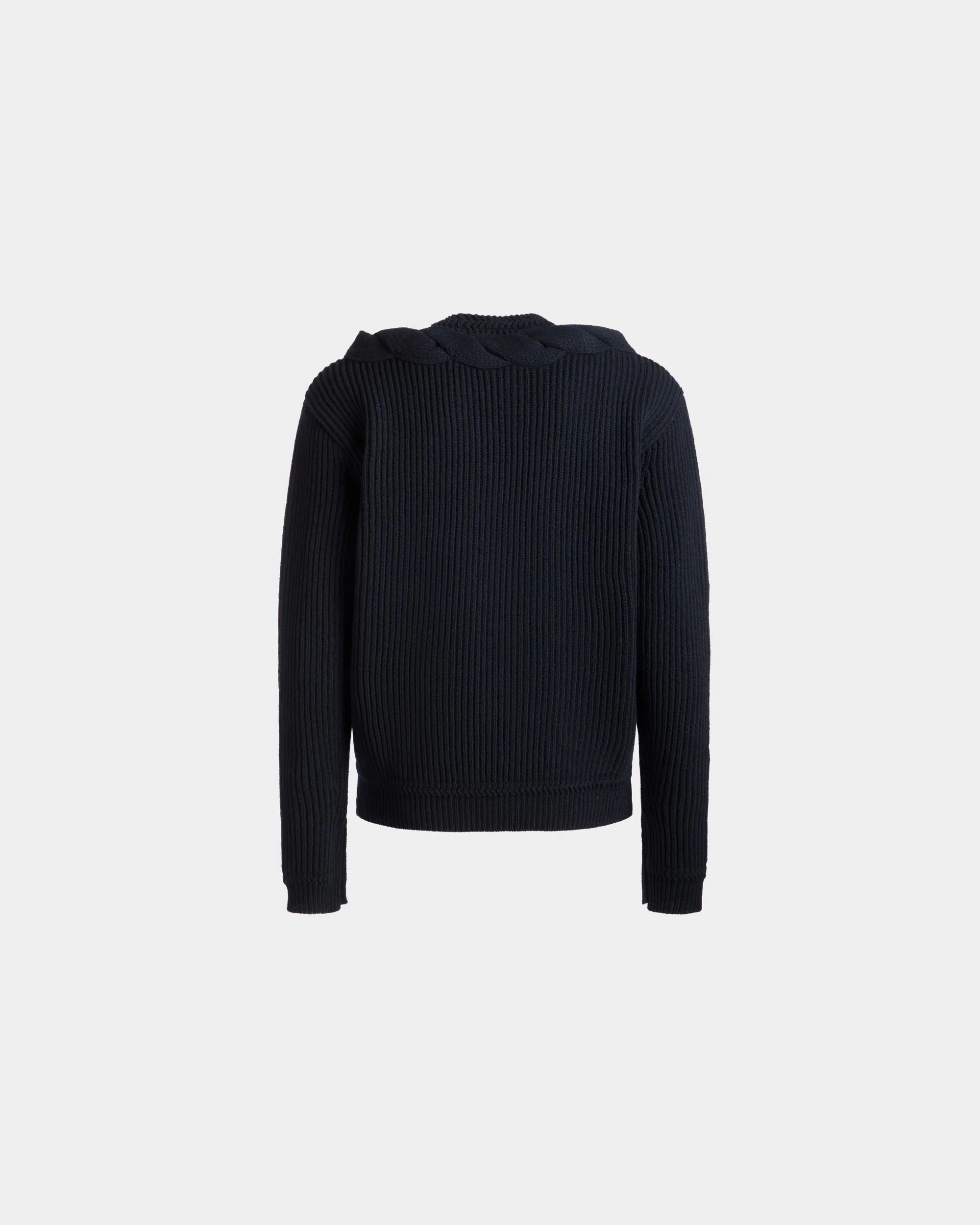 Adrien Brody Travel Collection Crewneck Sweater In Navy Blue Wool 