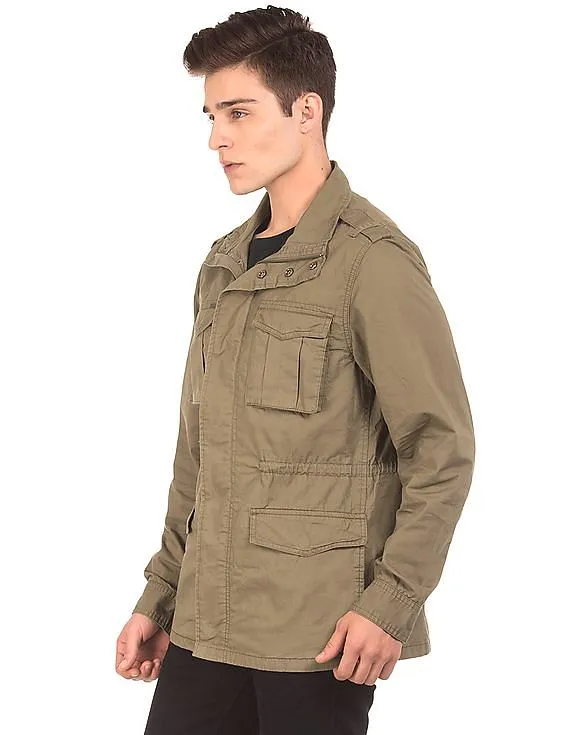 Aeropostale Solid Cotton Military Jacket