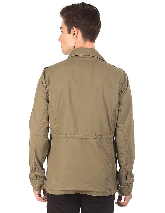 Aeropostale Solid Cotton Military Jacket