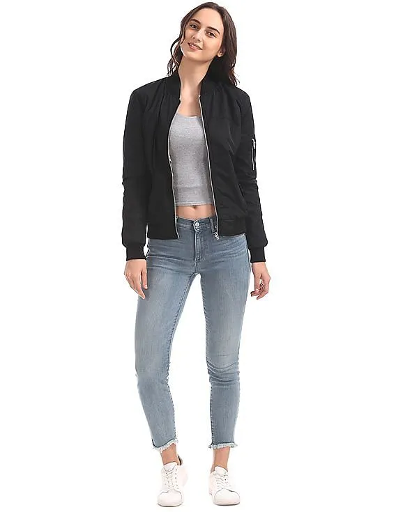 Aeropostale Solid Padded Bomber Jacket