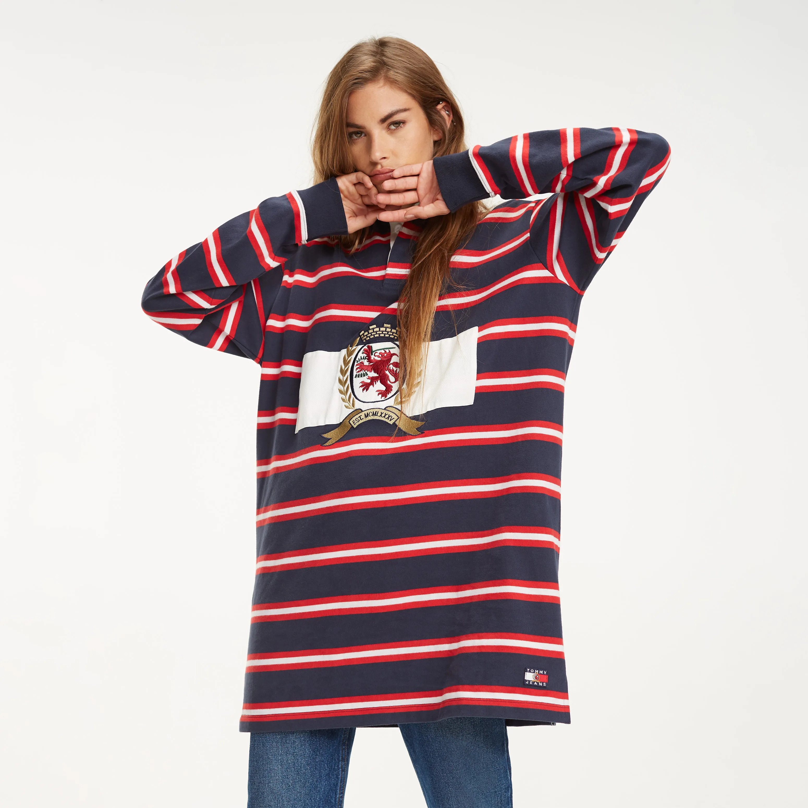 Blue Multi-Colour Stripe Rugby Dress | Sweatshirts & Hoodies | Tommy Hilfiger