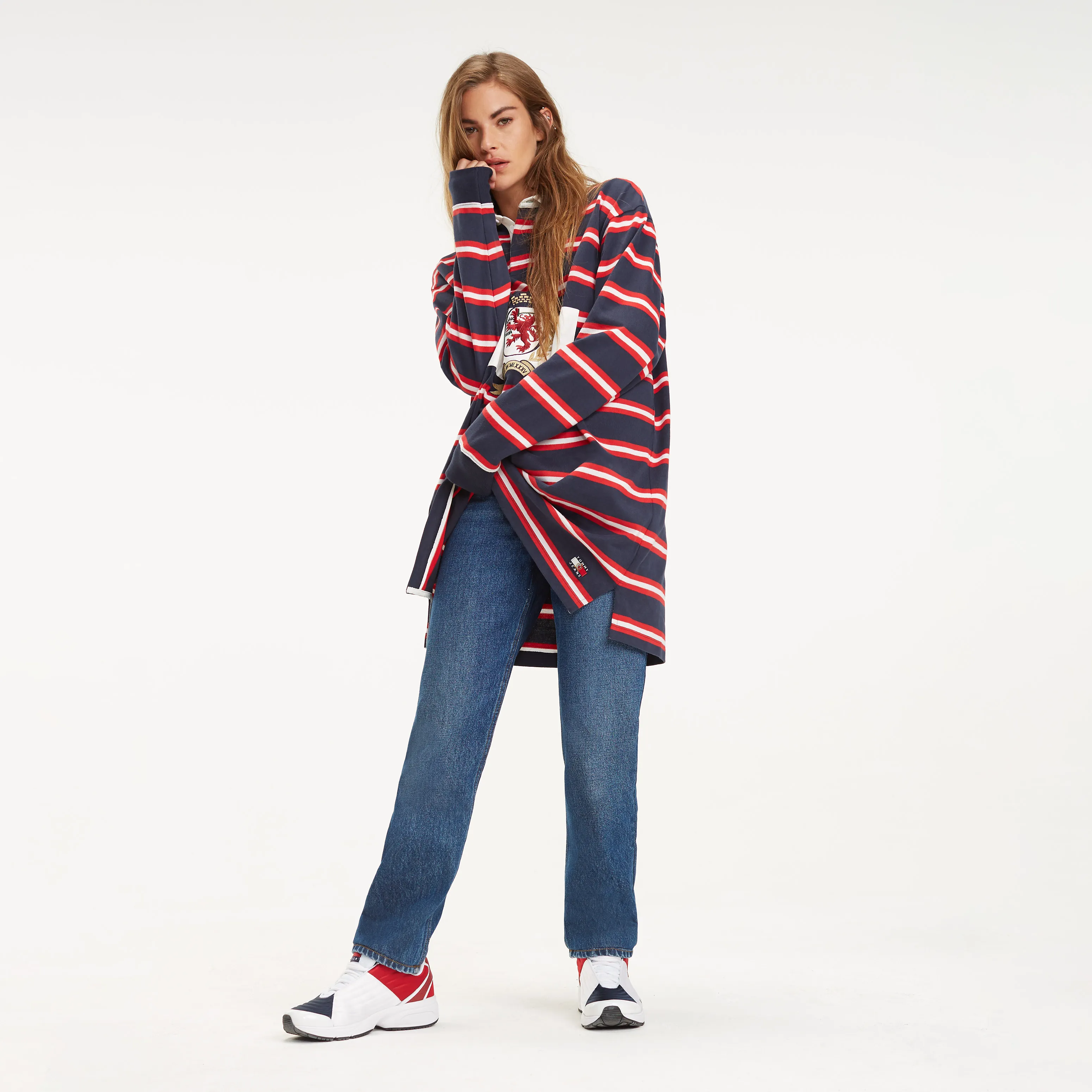 Blue Multi-Colour Stripe Rugby Dress | Sweatshirts & Hoodies | Tommy Hilfiger