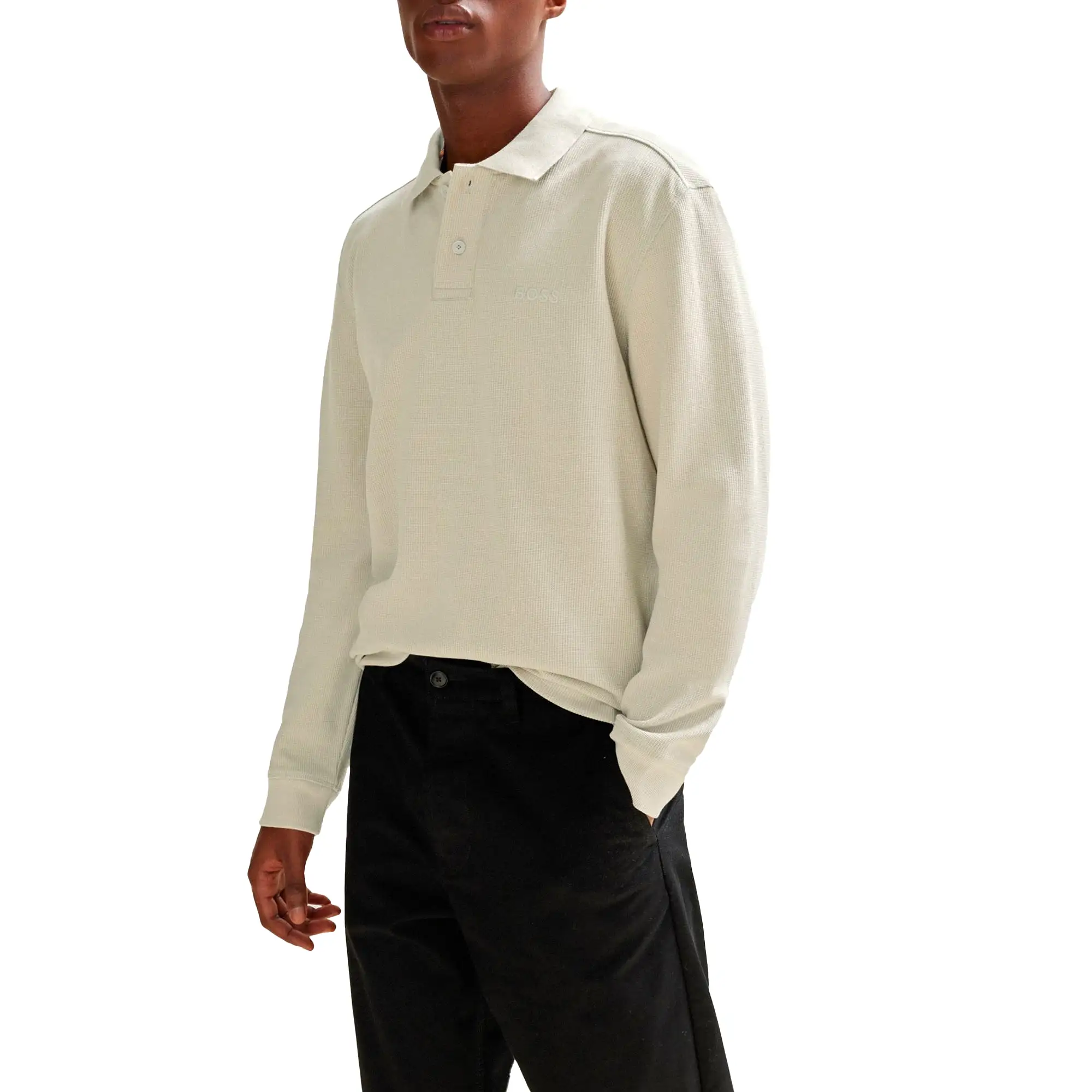 Boss PeTempesto Long Sleeve Polo - Light Beige