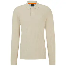 Boss PeTempesto Long Sleeve Polo - Light Beige