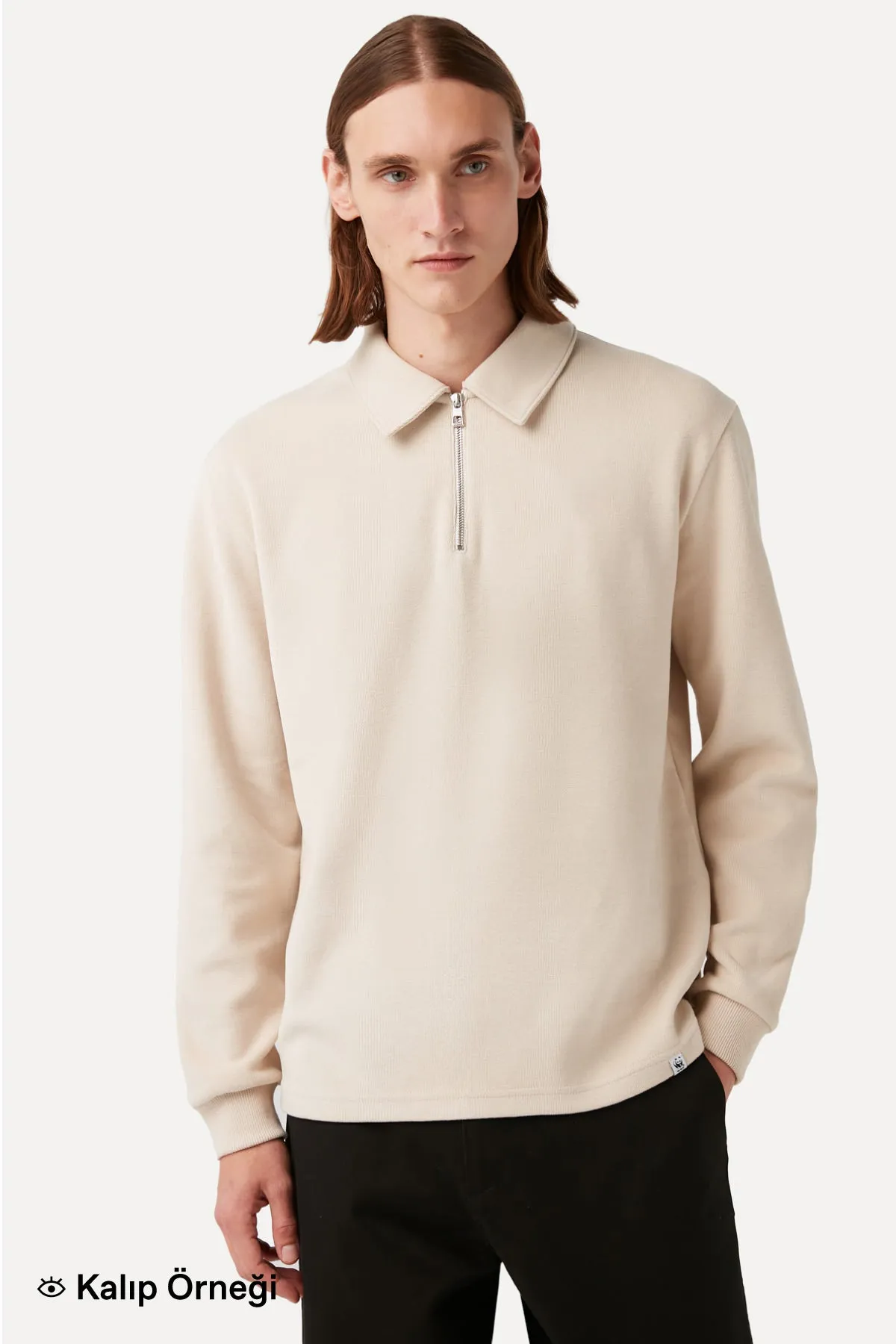 Bozay Super Soft Polo Sweatshirt - Bej