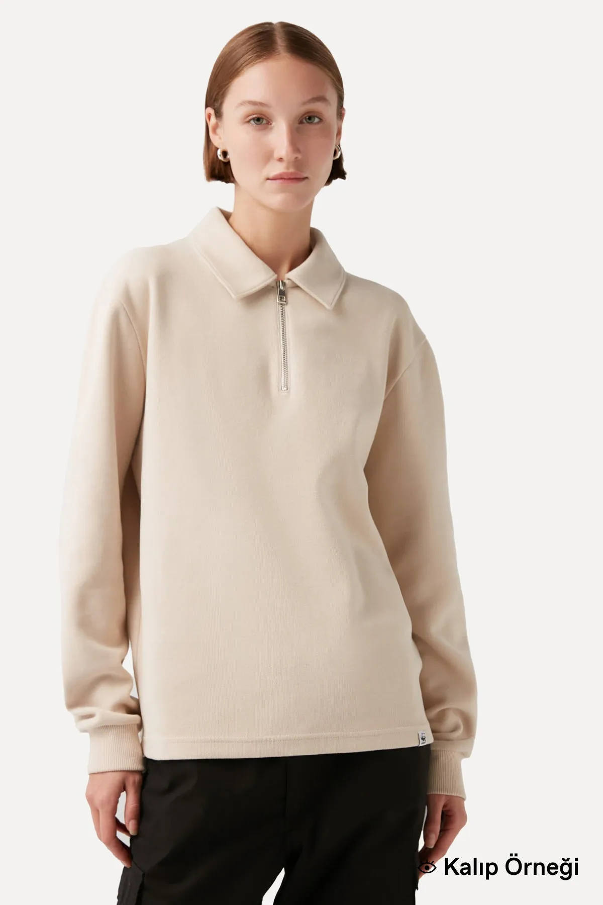 Bozay Super Soft Polo Sweatshirt - Bej