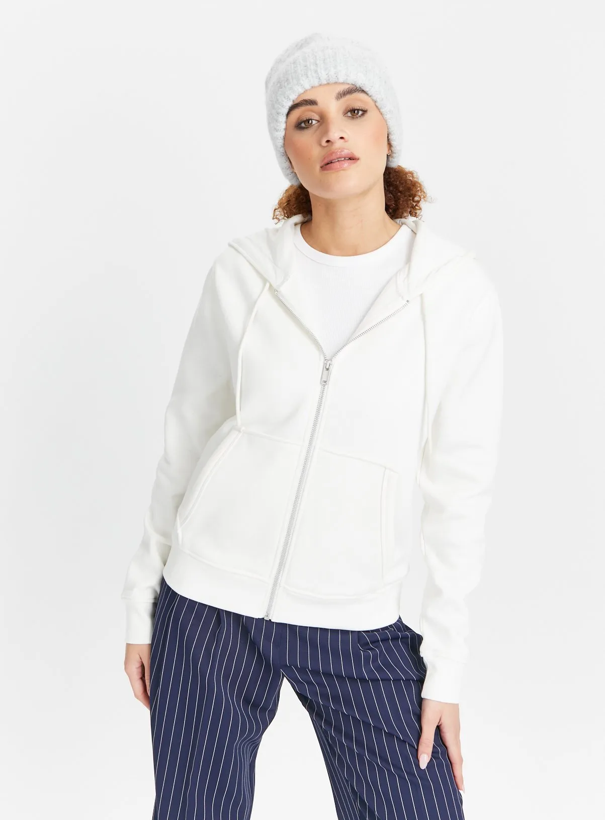 Buy Cream Zip-Through Hoodie S | Hoodies and sweatshirts | Tu