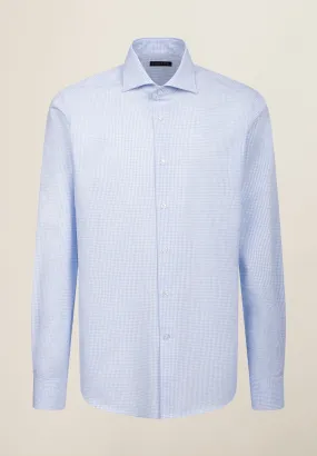 Camicia azzurra quadretto vichy francese regular fit