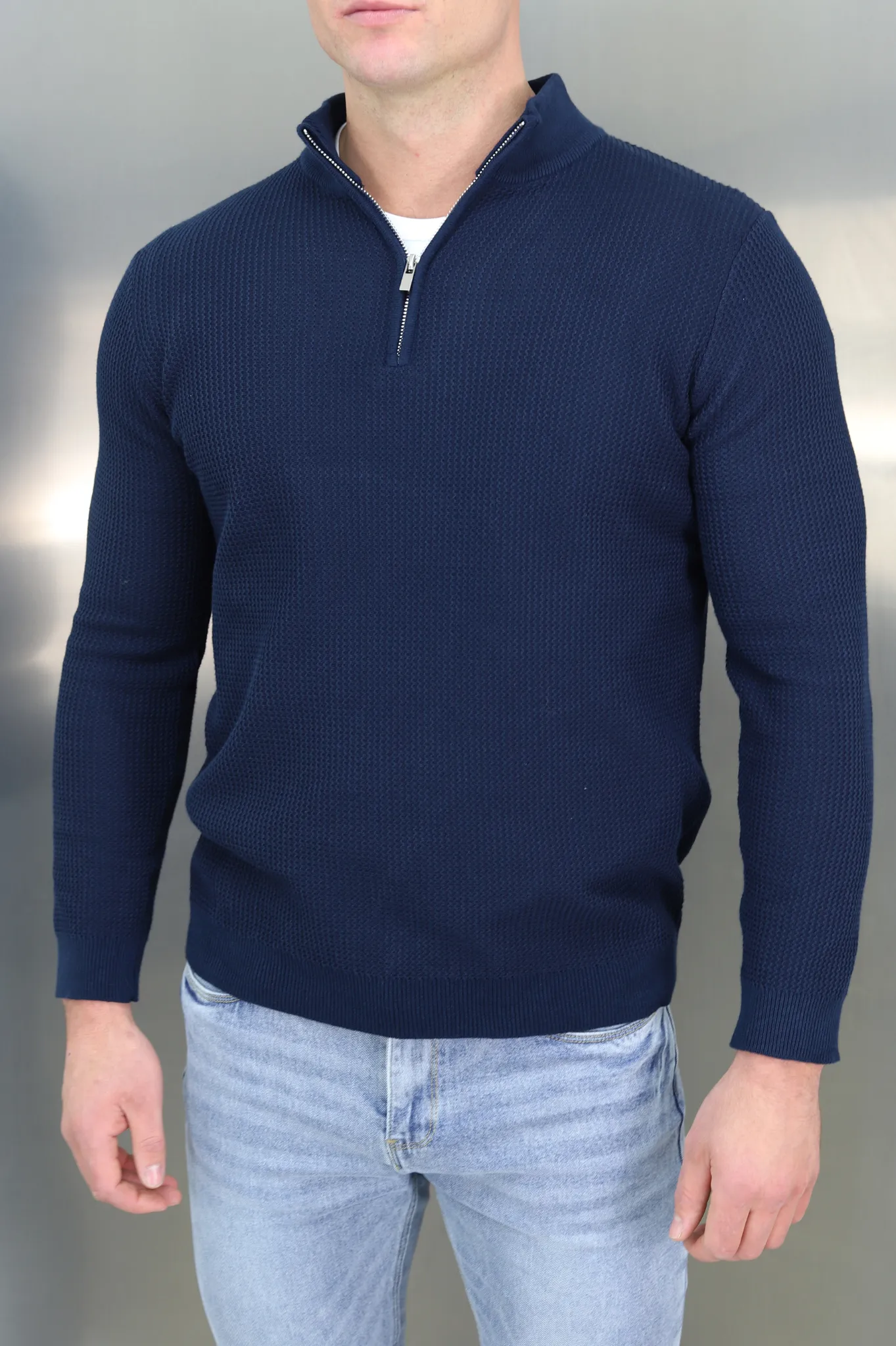 Capo TWIST Cotton 1/4 Zip Jumper - Navy