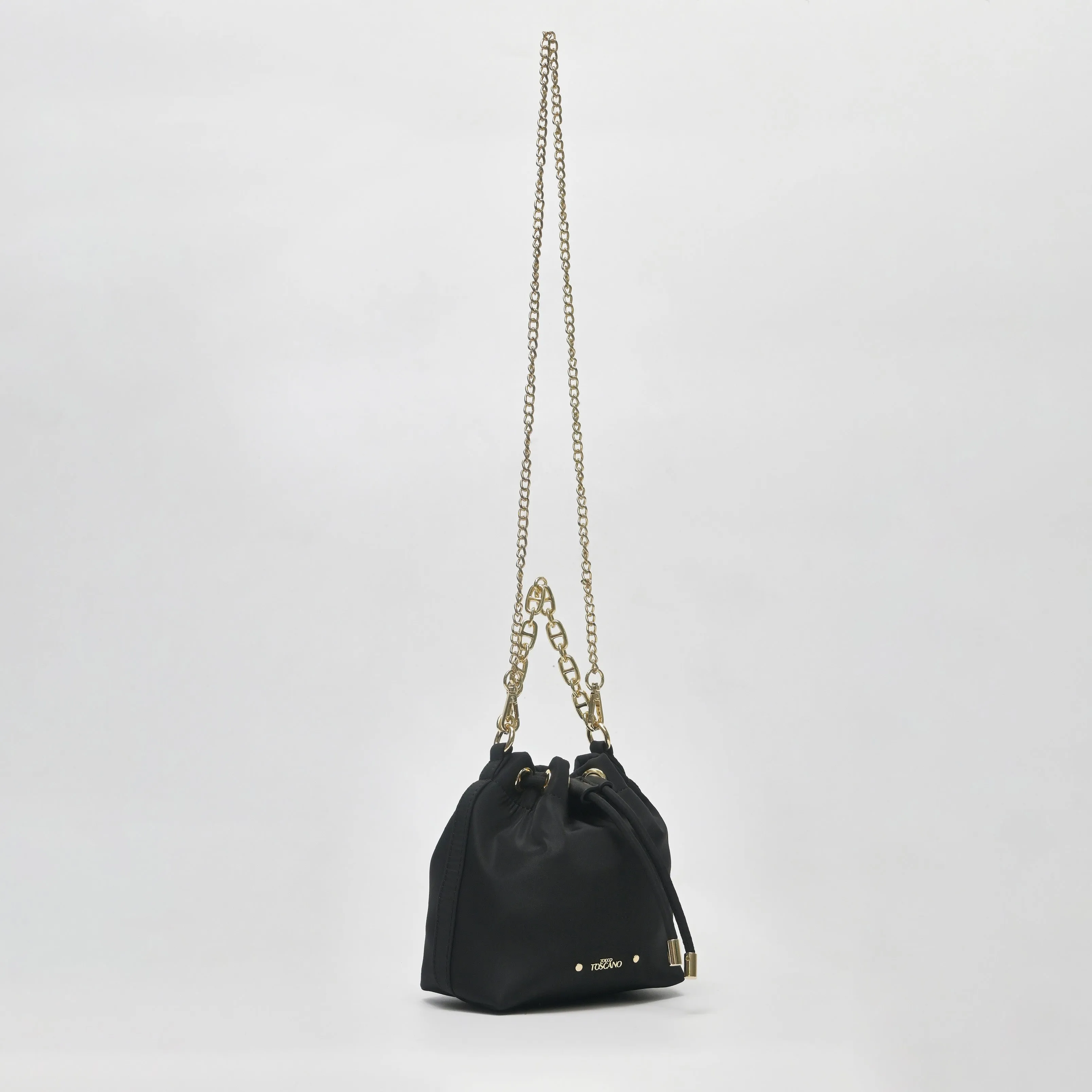 Chain-Handle Satin Bucket Bag - TLHB0911NN3BK3