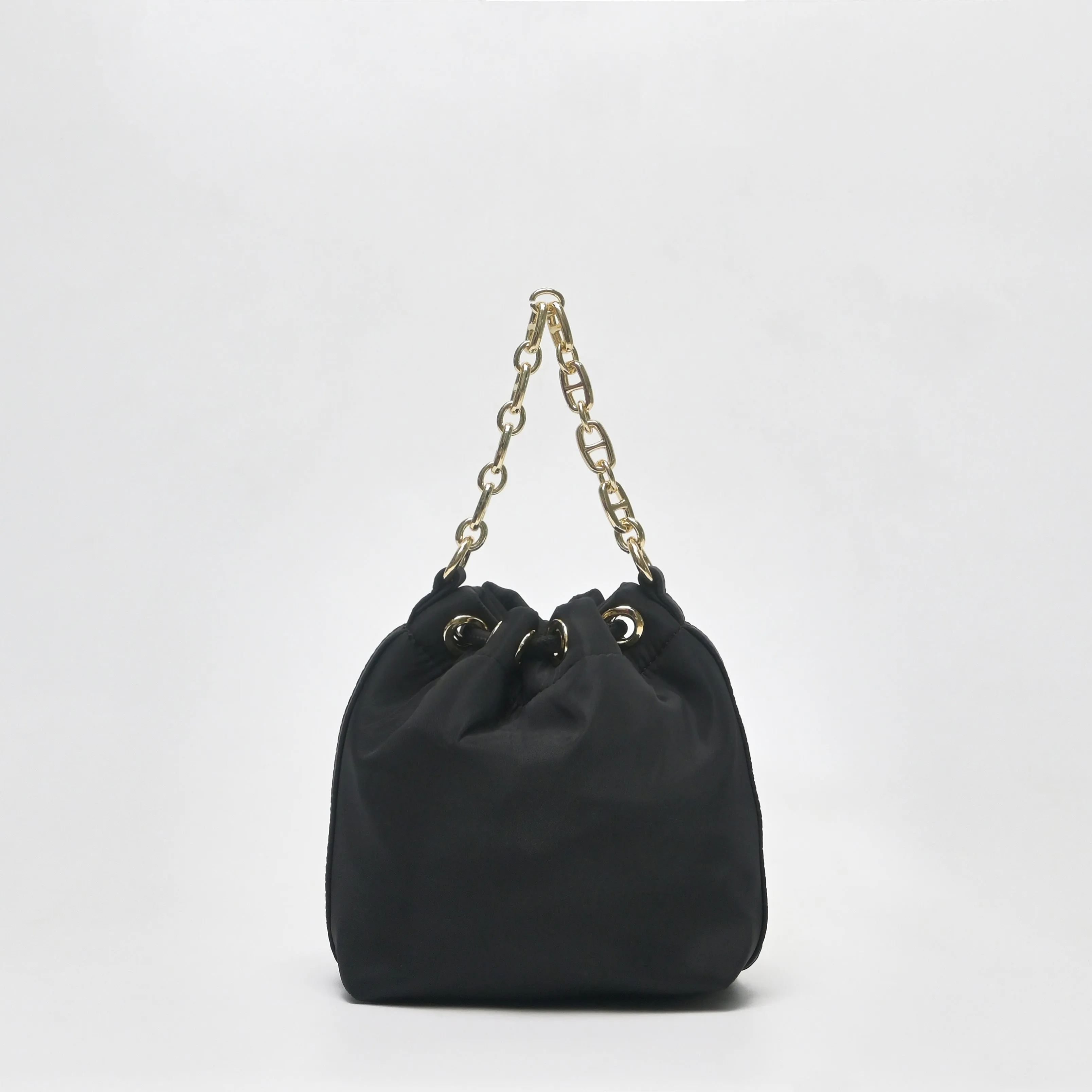 Chain-Handle Satin Bucket Bag - TLHB0911NN3BK3