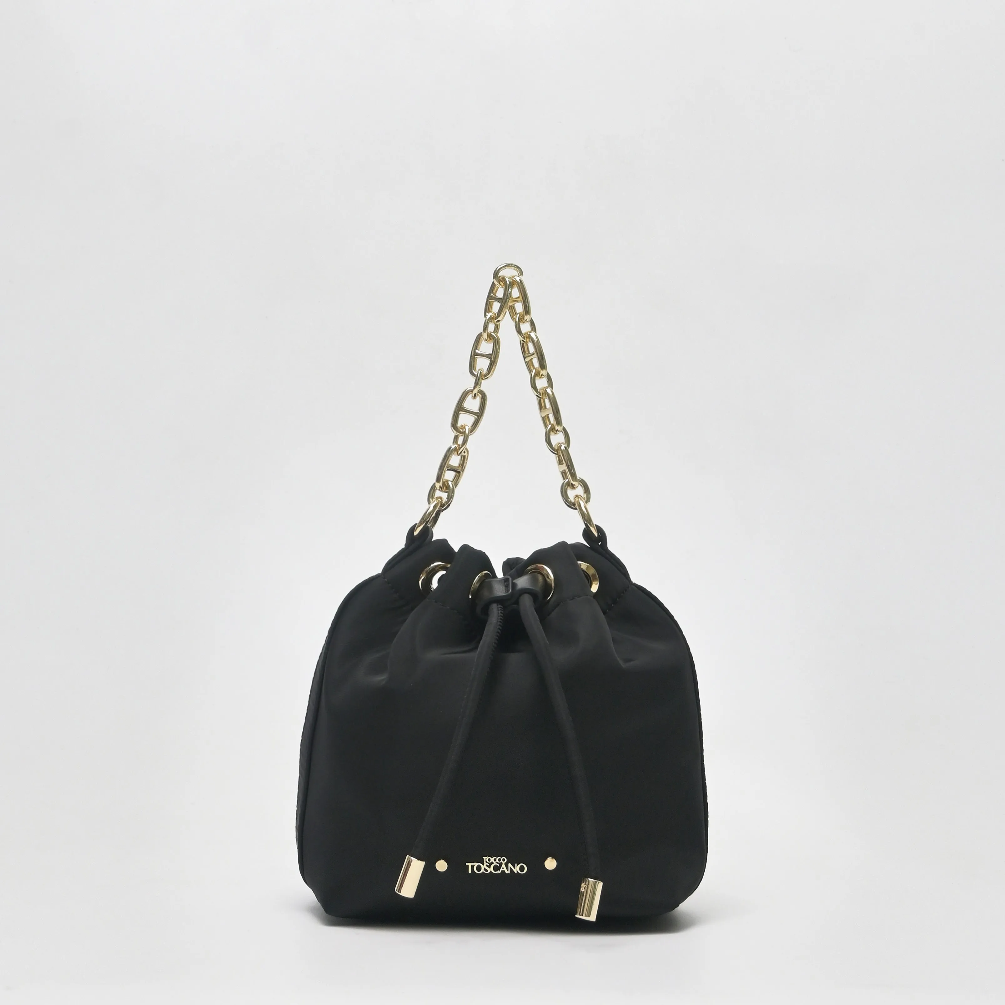 Chain-Handle Satin Bucket Bag - TLHB0911NN3BK3