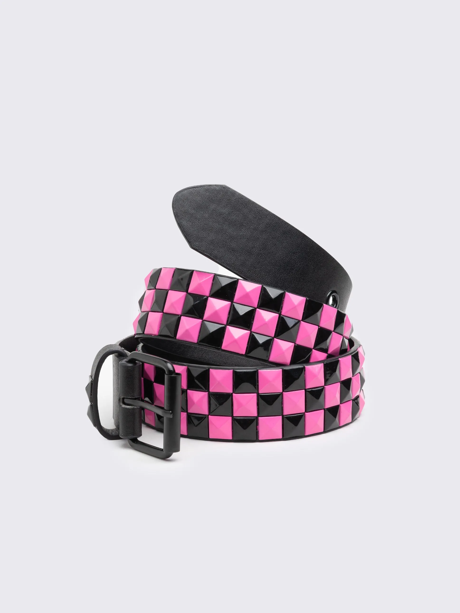 Checkerstrike Pink Black Studded Belt