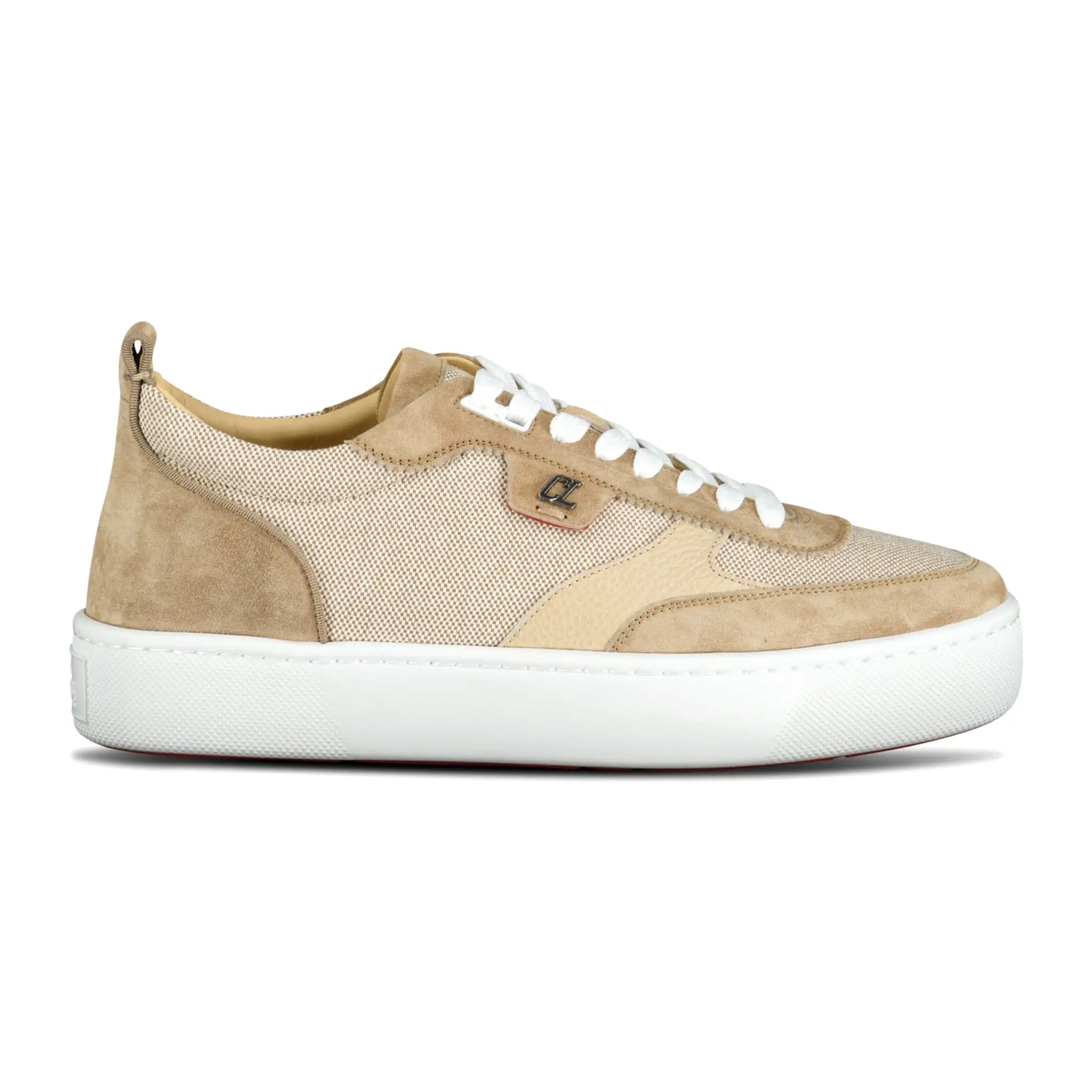 CHRISTIAN LOUBOUTIN HAPPY RUI FLAT TRAINERS LIGHT BEIGE BROWN