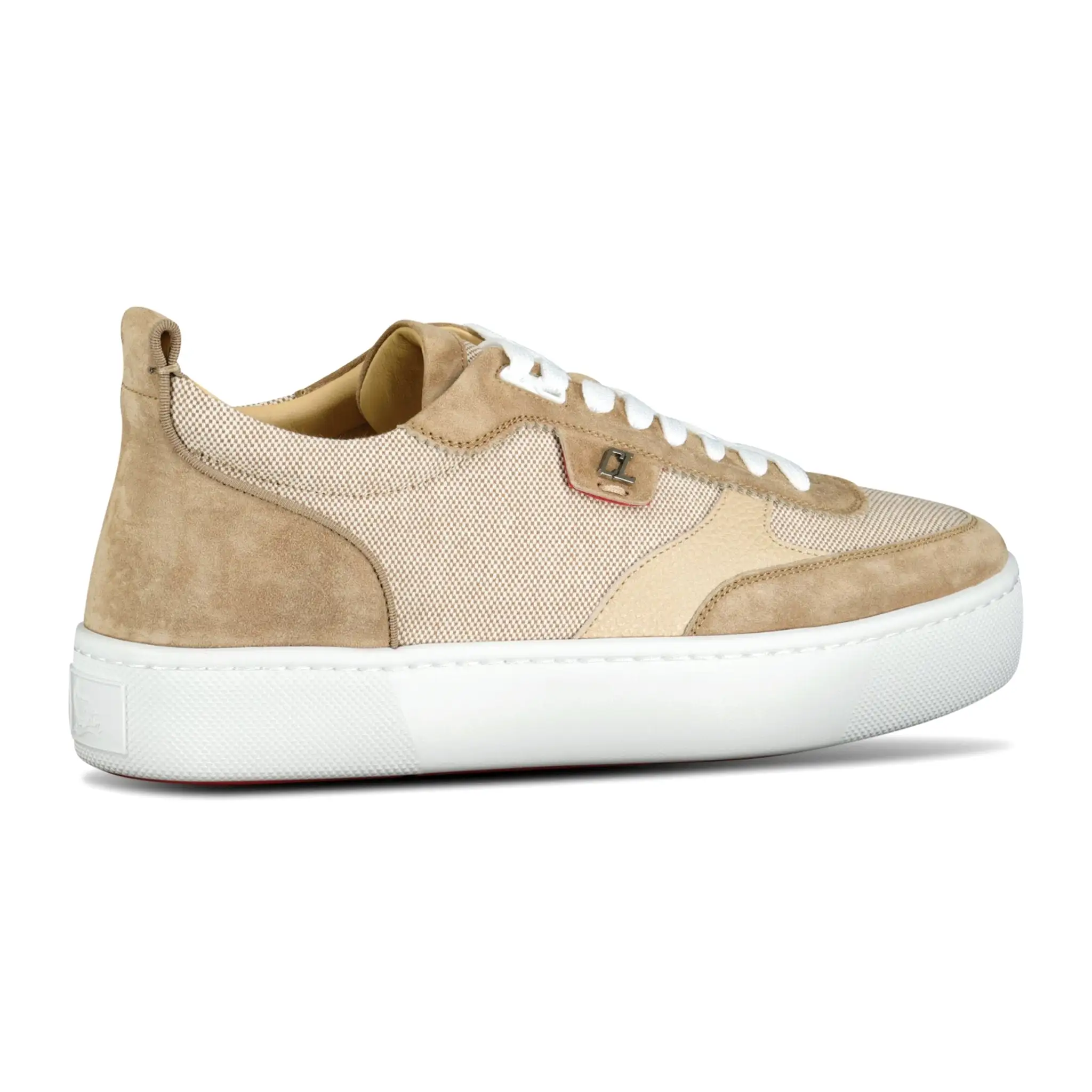 CHRISTIAN LOUBOUTIN HAPPY RUI FLAT TRAINERS LIGHT BEIGE BROWN