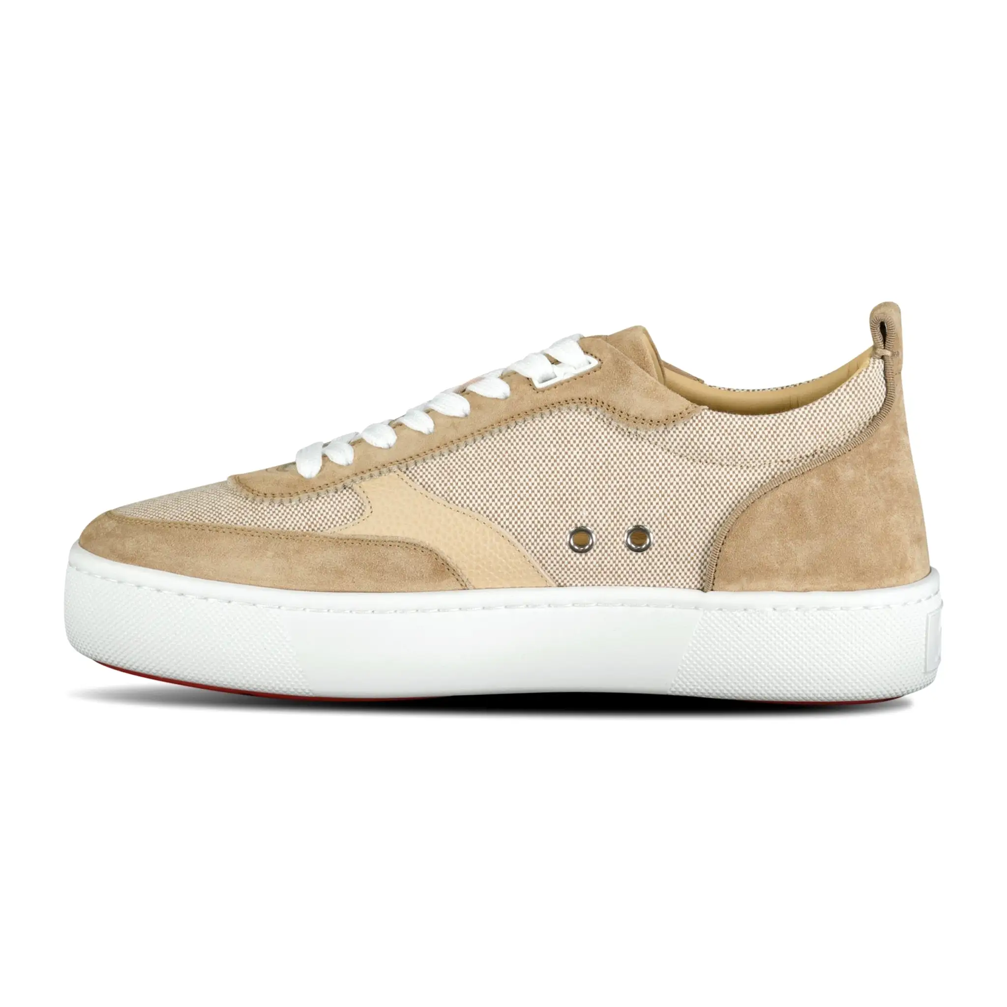 CHRISTIAN LOUBOUTIN HAPPY RUI FLAT TRAINERS LIGHT BEIGE BROWN