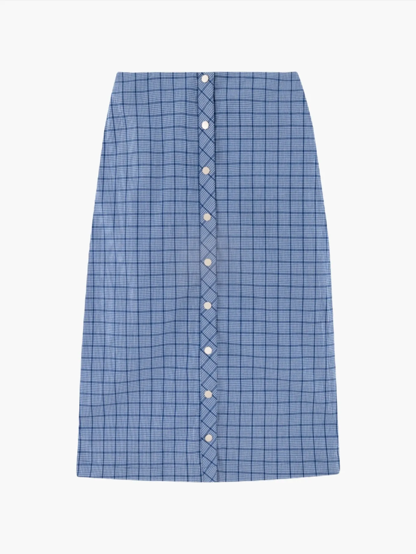 Cobalt Blue Check Midi Skirt