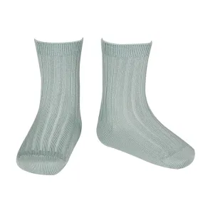 Condor Baby And Child Basic Rib Short Socks Dry Green