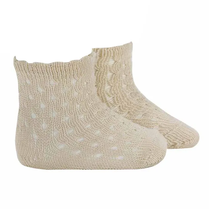 Condor Baby Openwork Extrafine Perle Socks Linen Beige