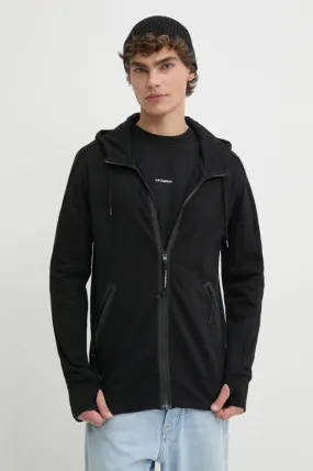 C.P. Company cotton sweatshirt Diagonal Raised Fleece Goggle Zipped men's black color hooded smooth 17CMSS028A005086W