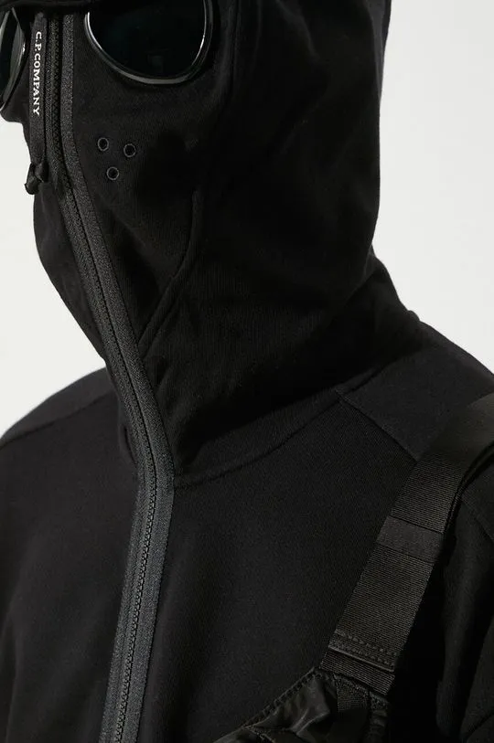 C.P. Company cotton sweatshirt Diagonal Raised Fleece Goggle Zipped men's black color hooded smooth 17CMSS141A005086W