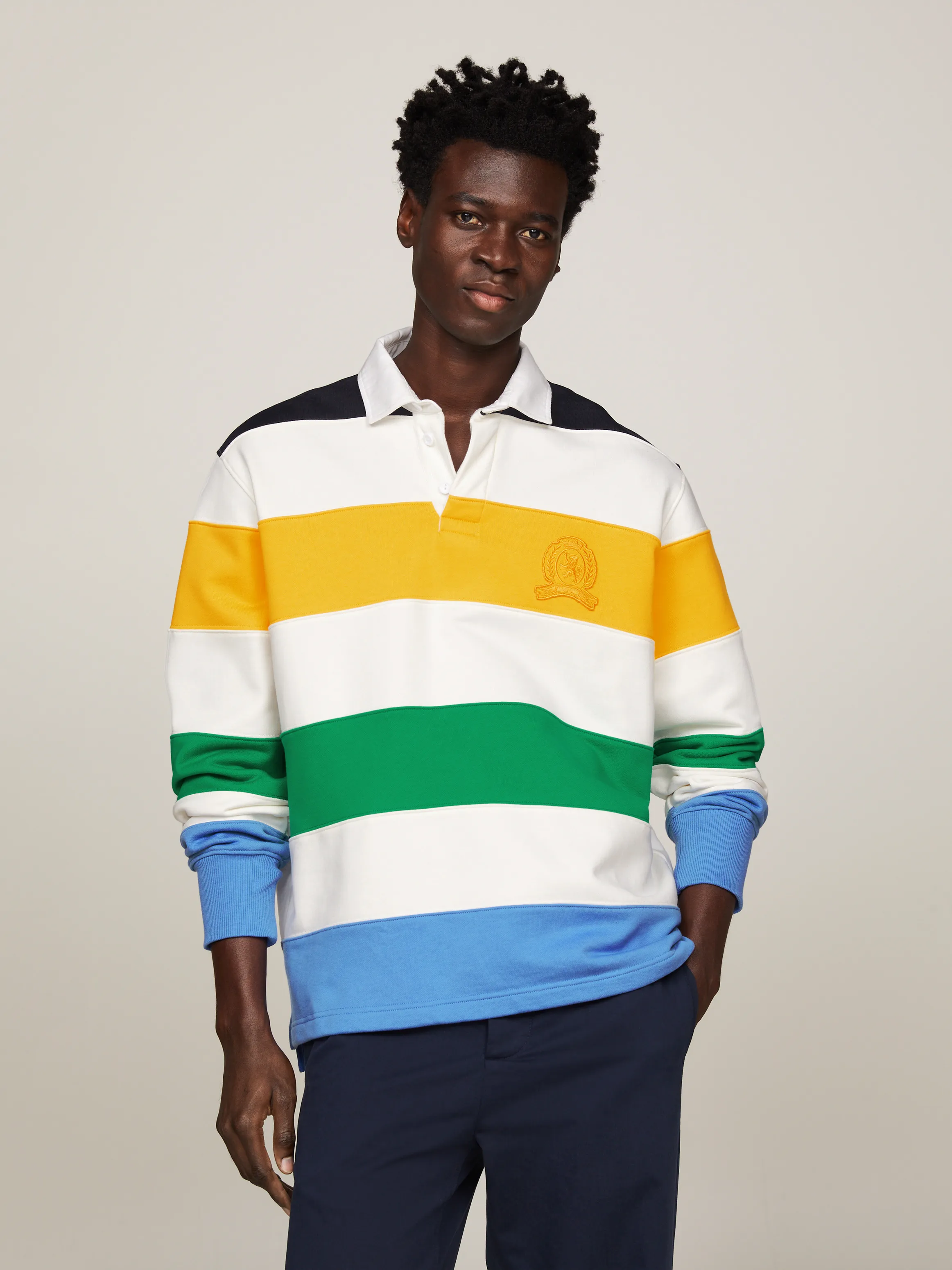 Crest Stripe Boxy Fit Rugby Polo | Sweatshirts & Hoodies | Tommy Hilfiger