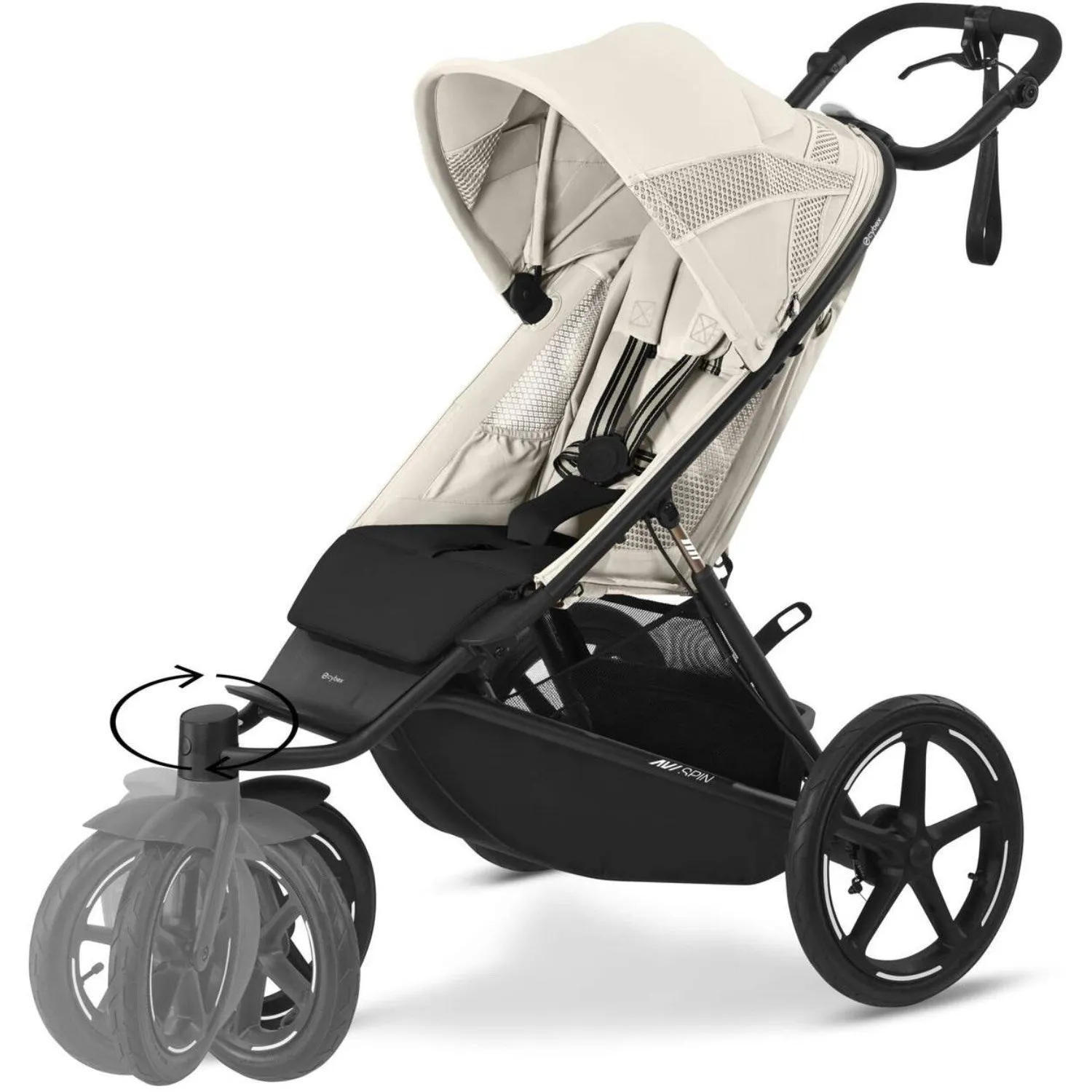 Cybex Avi Spin BLK Stroller Seashell Beige Light Beige