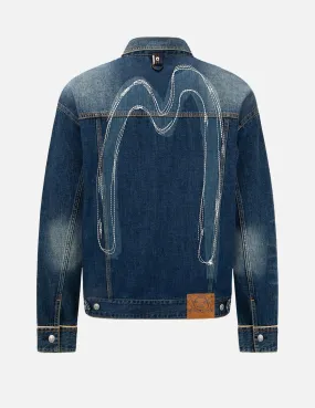 Daicock Discharged Print and Stitching Denim Jacket