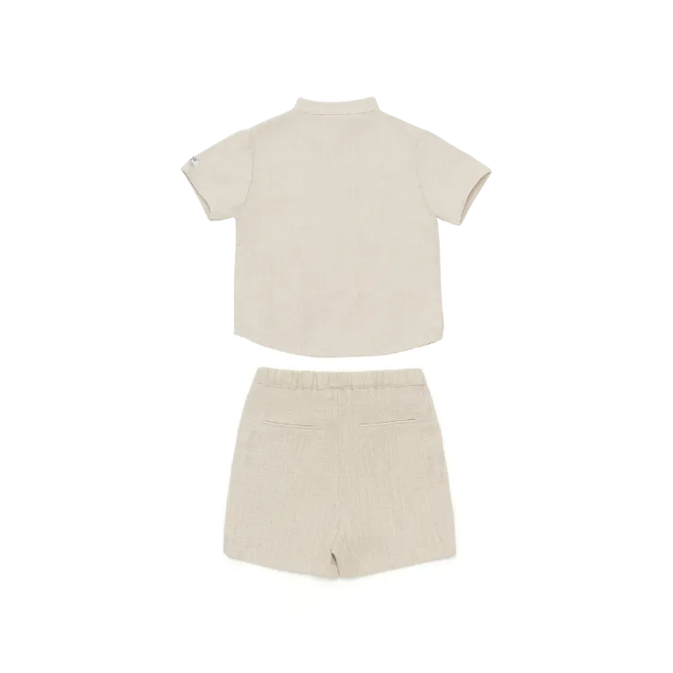 DAVID SHIRT/WAVEL SHORTS SET-Sand Beige