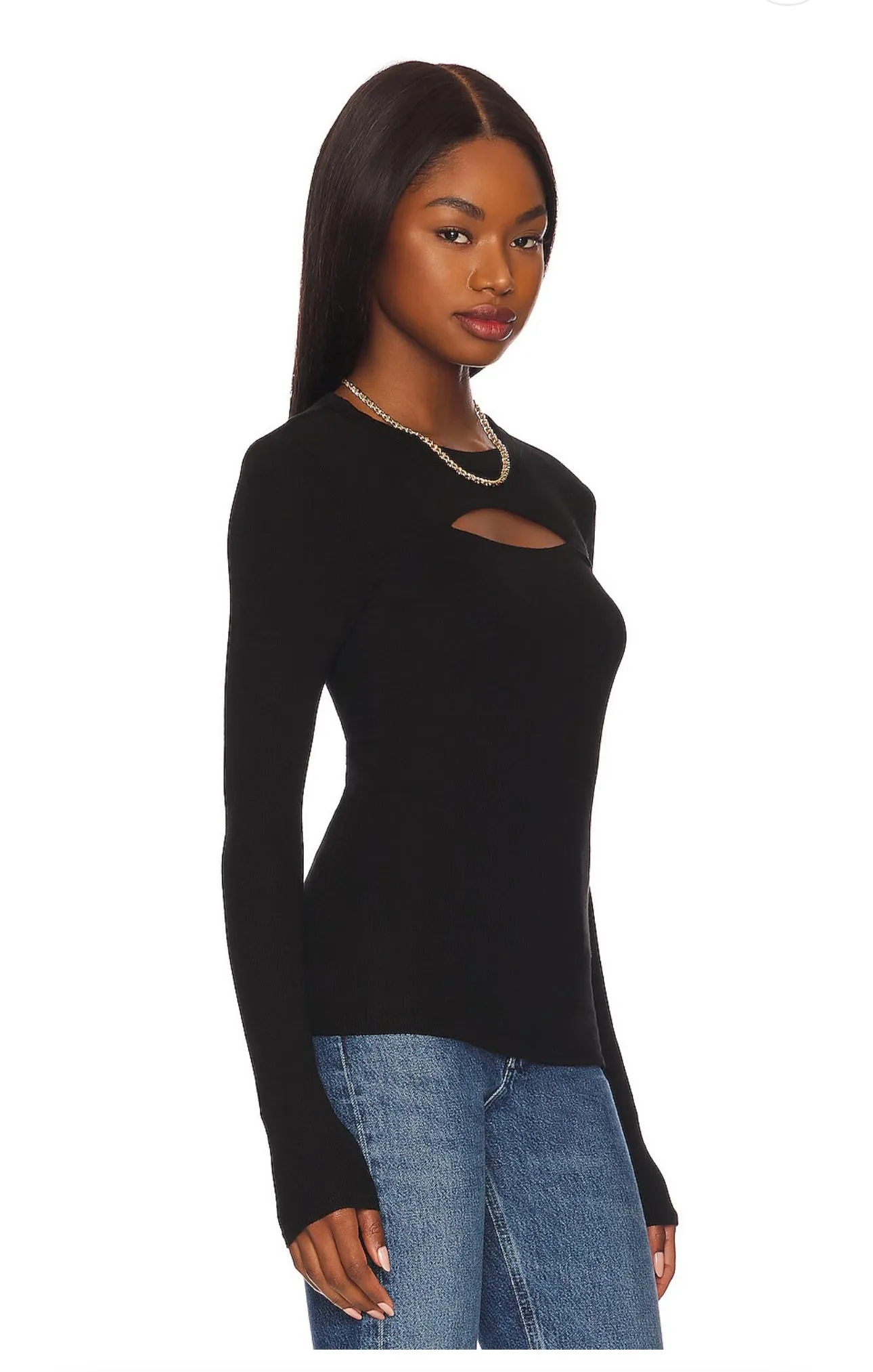 Enza Costa Silk Knit L/S Cutout Crew