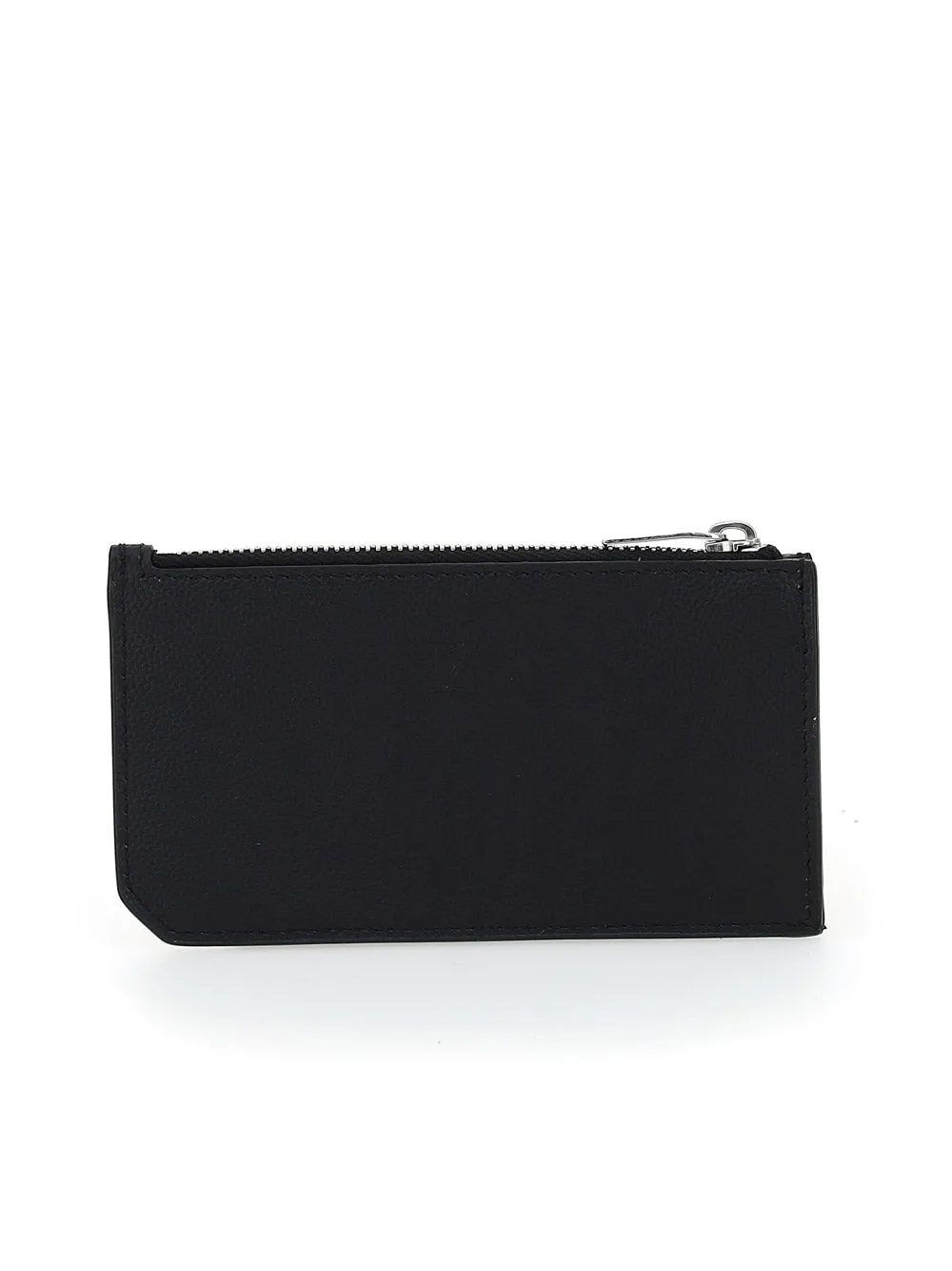 Fragments Zipped Card Case in Grain de Poudre Embossed Leather - Black