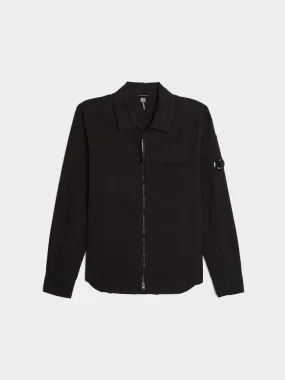 Gabardine Zipped Shirt, Black