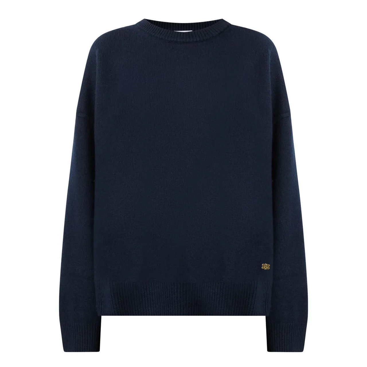 GANNI The Sustainable Edit Boiled Wool Knit Sweater - Navy