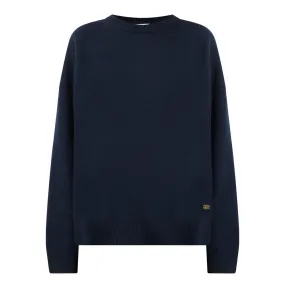 GANNI The Sustainable Edit Boiled Wool Knit Sweater - Navy