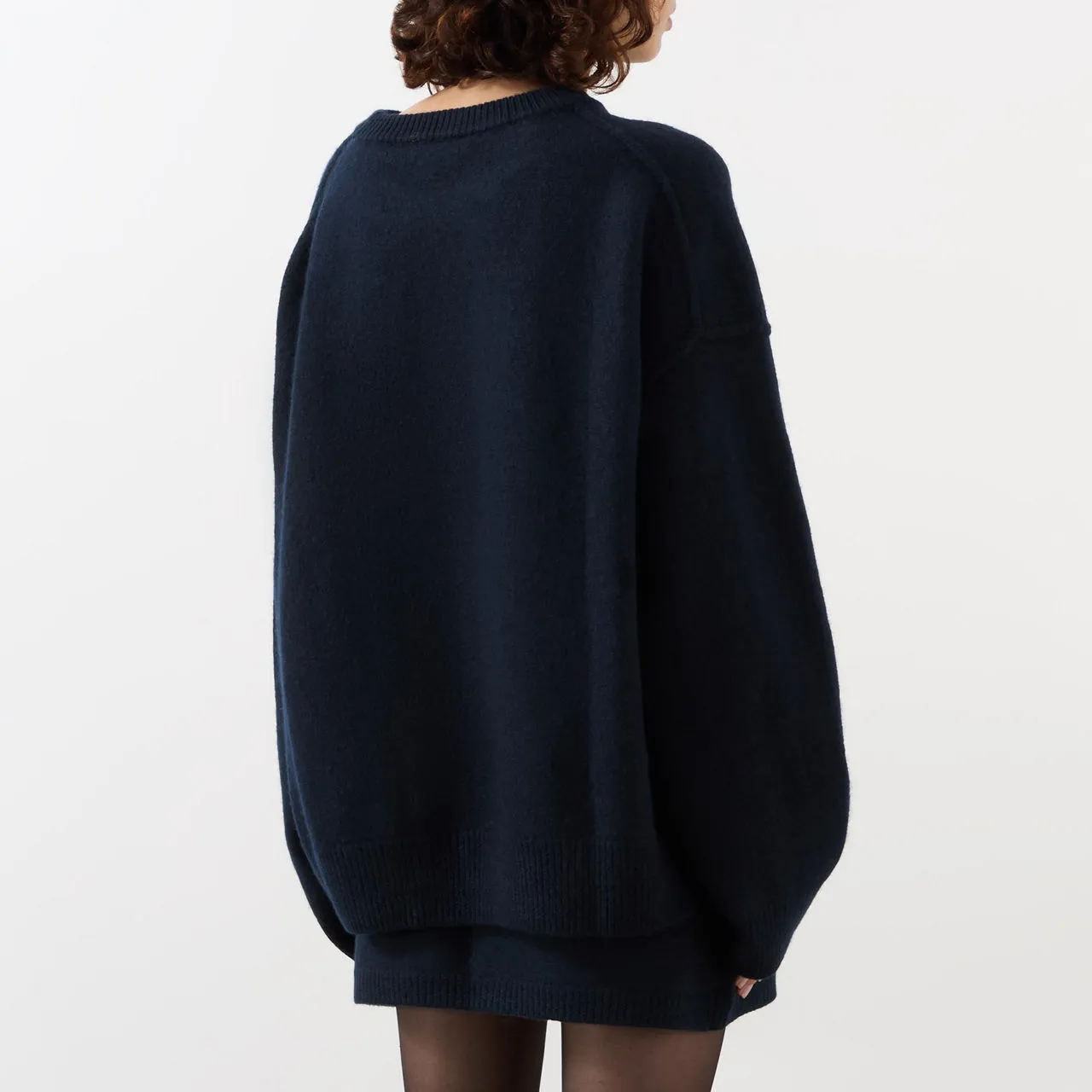 GANNI The Sustainable Edit Boiled Wool Knit Sweater - Navy