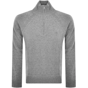 Gant Shield Logo Half Zip Knit Jumper Grey