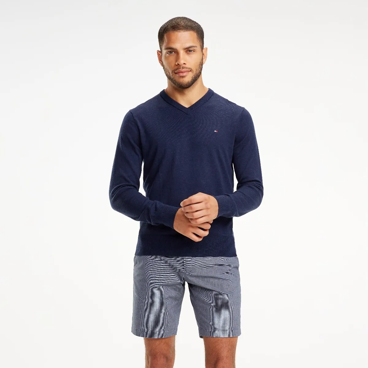 Grey Soft Cotton Wool V-Neck Pullover | Sweatshirts & Hoodies | Tommy Hilfiger