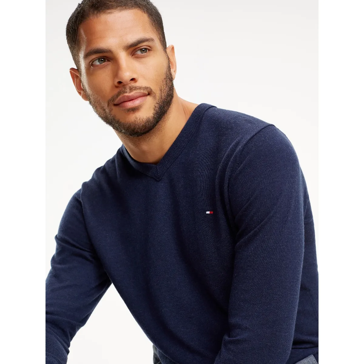 Grey Soft Cotton Wool V-Neck Pullover | Sweatshirts & Hoodies | Tommy Hilfiger