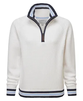 Havelet Bay 1/4 Zip Jumper                             Soft White/Sky Blue