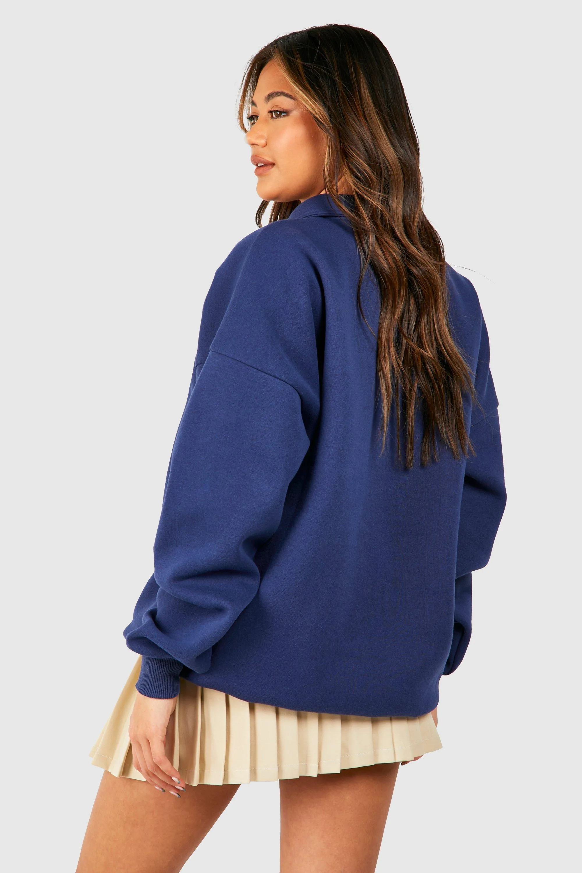 Hoodies & Sweatshirts | Dsgn Studio Embroidered Collar Detail Oversized Sweatshirt | boohoo