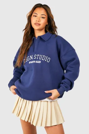 Hoodies & Sweatshirts | Dsgn Studio Embroidered Collar Detail Oversized Sweatshirt | boohoo