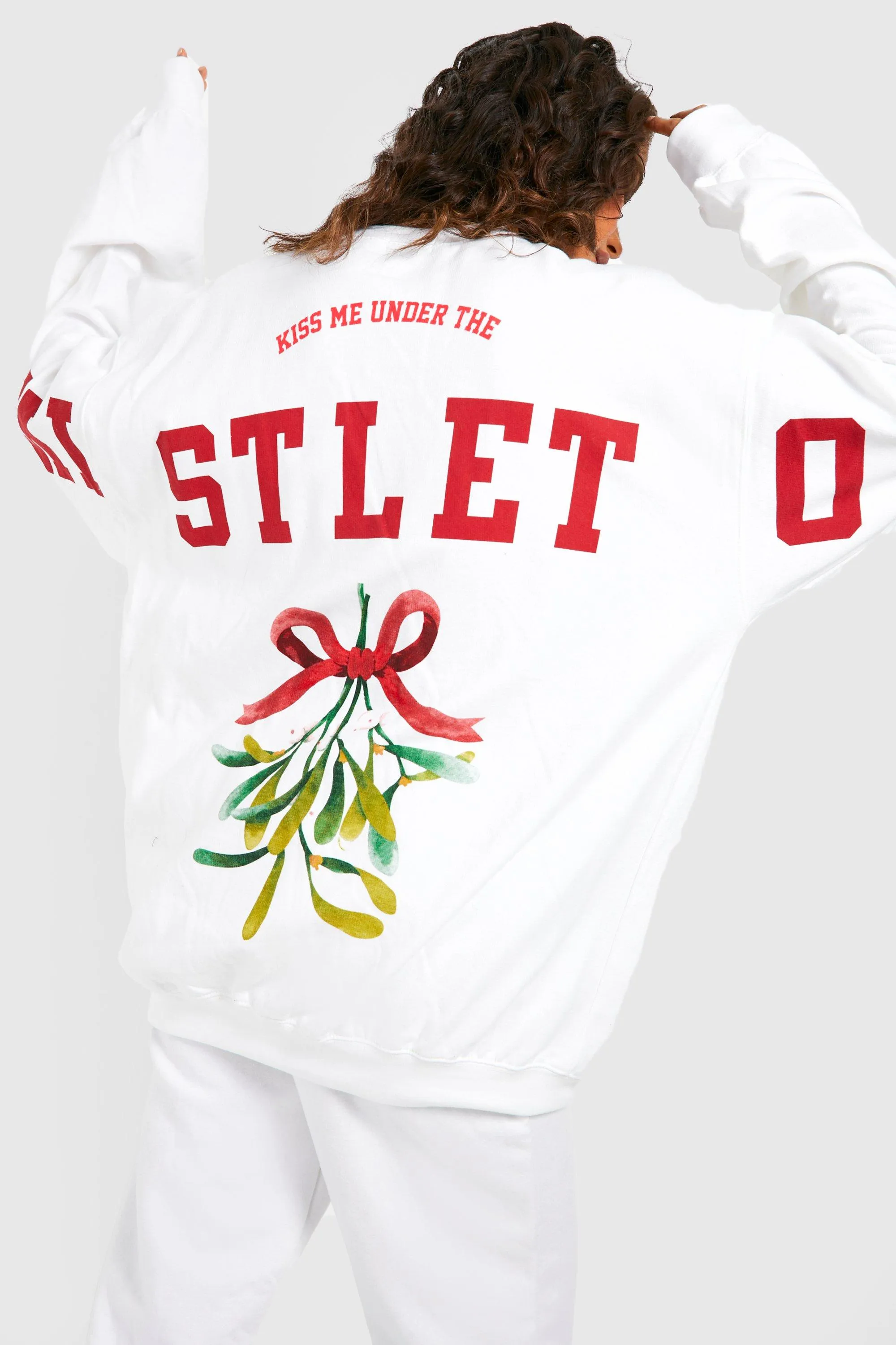 Hoodies & Sweatshirts | Kiss Me Under The Mistletoe Slogan Christmas Sweater | boohoo