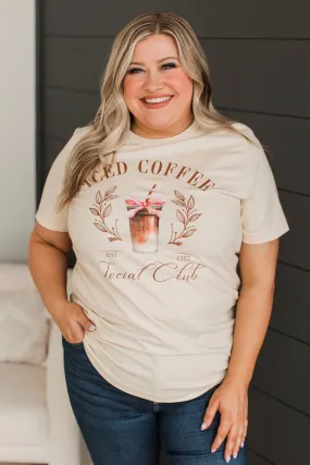 Iced Coffee Social Club Graphic Tee- Light Beige