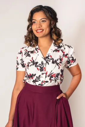 Jo Burgundy & Black Floral Blouse