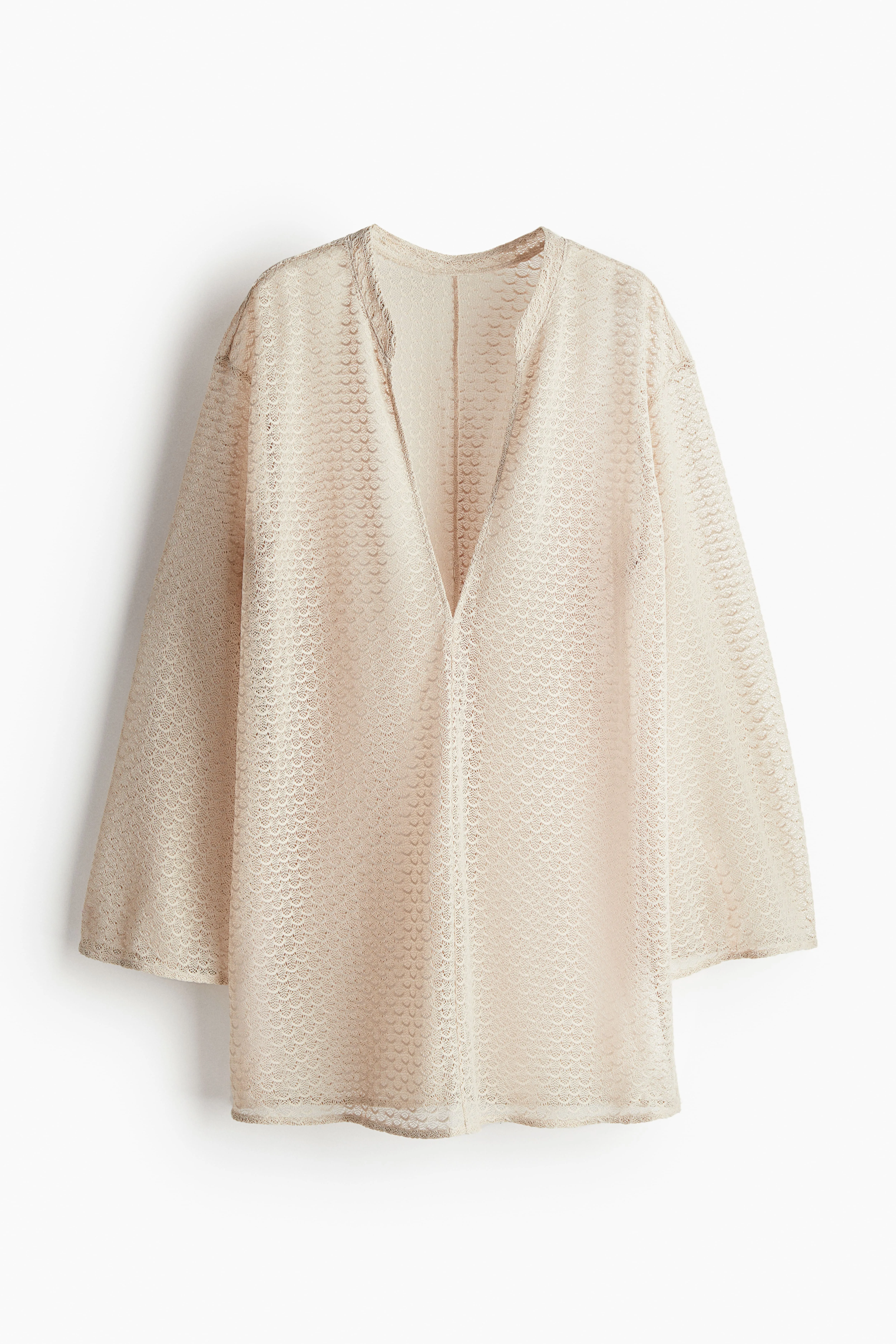 Knitted tunic - V-neck - Long sleeve - Light beige - Ladies | H&M GB